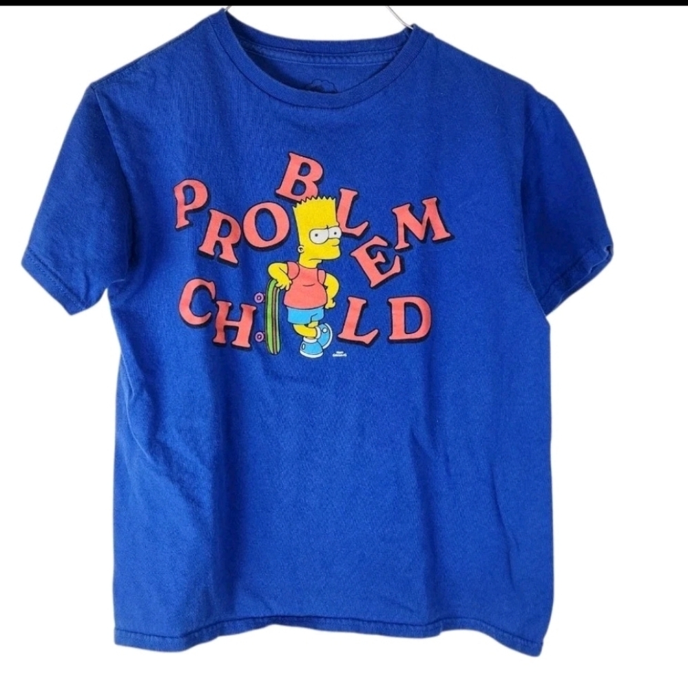 Hybrid The Simpsons Big Boy Tee Shirt Bart Problem Child Blue Medium